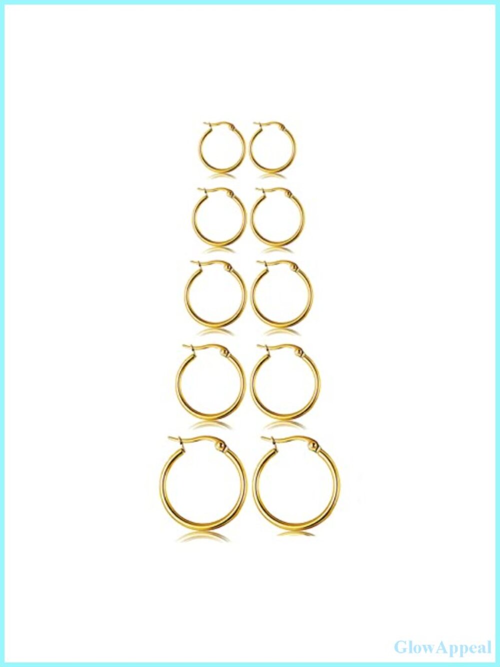 10 Pairs Stainless Steel Hoop Earrings Set for Women - Hypoallergenic